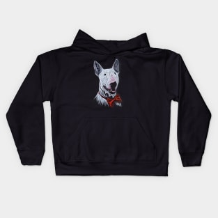 Bull Terrier With Red Bow Tie Acrylic Painting Portrait Kids Hoodie